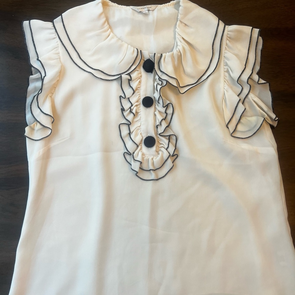 Campaigne Elegant Cream Ruffle Blouse